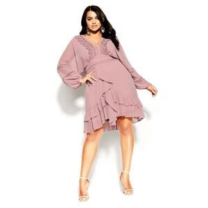 NWT City Chic Dress Sweetheart Suede Rose XL = 22 = 3x